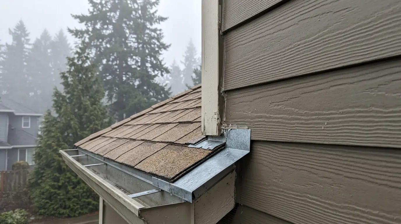Hillsboro home roof showing kickout flashing where the roof meets siding